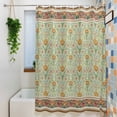 thumbnail image 3 of Vintage Boho Floral Long Shower Curtain Set, Waterproof Shower Curtains for Bathroom, Ethnic Tribe Abstract Art Flowers Washable Fabric Bath Curtain for Bathtub Decoration with Hooks 72x84 Inches, 3 of 9