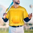 thumbnail image 5 of Zufioo Yellow Lemon Print Men's Baseball Short Sleeve, Moisture Wicking Button-Down Hip Hop Tee-Small, 5 of 7