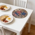 thumbnail image 6 of Aoznliie 4th of July Round Placemats, 14x14 Inch Washable Heat Resistant Table Mat with Red White Blue Star Design, Independence Day Placemat for Dining Table Kitchen, 6 of 6