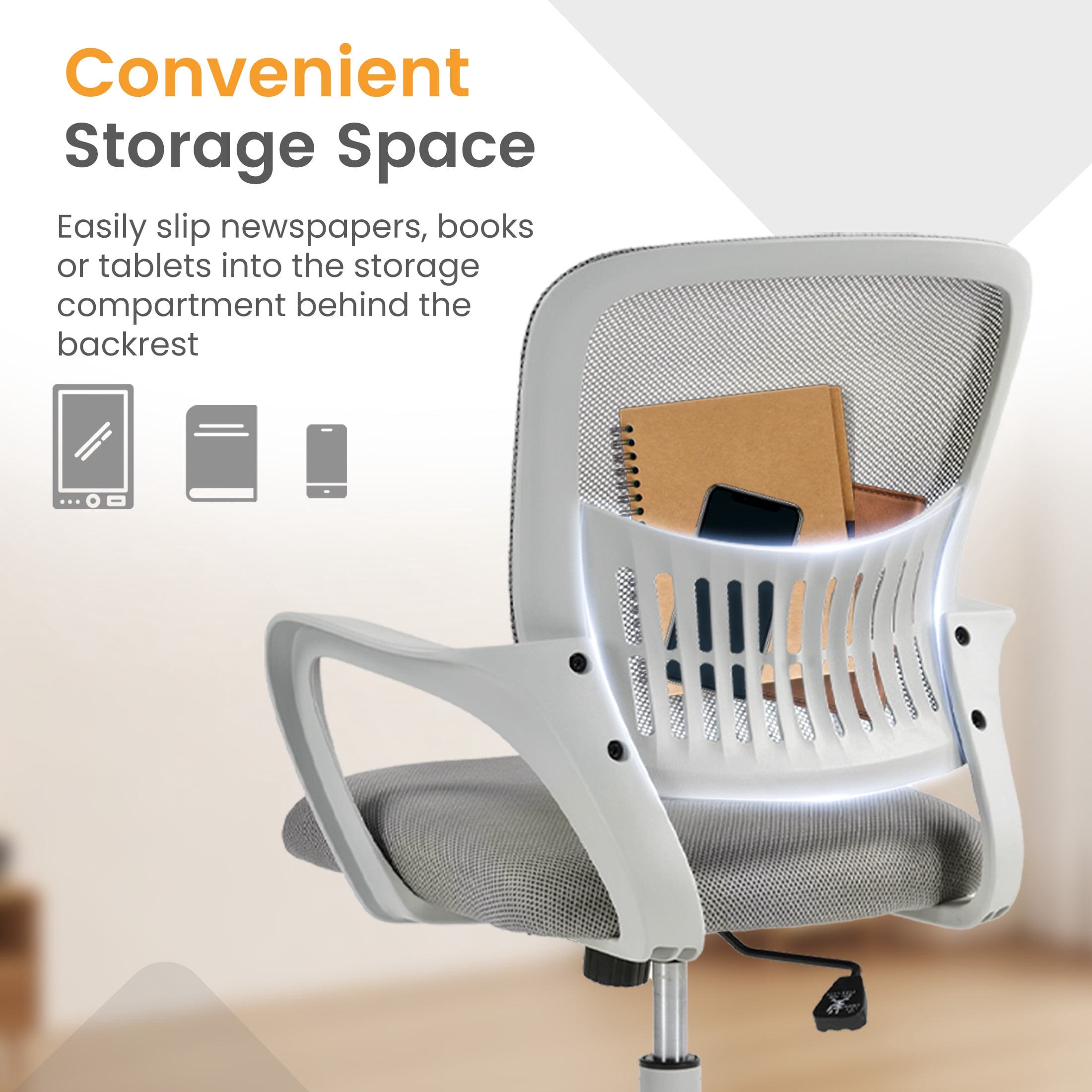 CONCETTA Office Chair, Ergonomic Mesh Back Computer Desk Chair with Lumbar Support, Adjustable Swivel Executive Office Task Chair for Home and Work, Gray