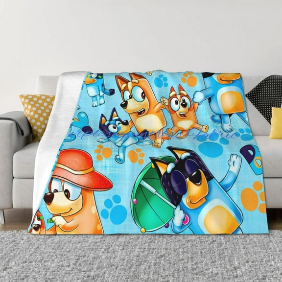 Rozeui Bluey for Flannel Blanket, Soft Fuzzy Plush King Blanket for Winter, Thick and Warm All-Season Bed Throw-40"x30"