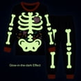 thumbnail image 3 of Rimyaw Kids Halloween Pajamas Set, Glow in the Dark Skeleton Sleepwear, 2-Piece cottom Long Sleeve PJs for Boys and Girls, Black, Size 5T, 3 of 7