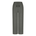 thumbnail image 4 of frariair ​Boho Crinkle Fabric Palazzo Pants For Women Elastic Comfort Waist Lightweight Drape Casual Pants With Pockets Versatile Wear​ Grey, 4 of 8