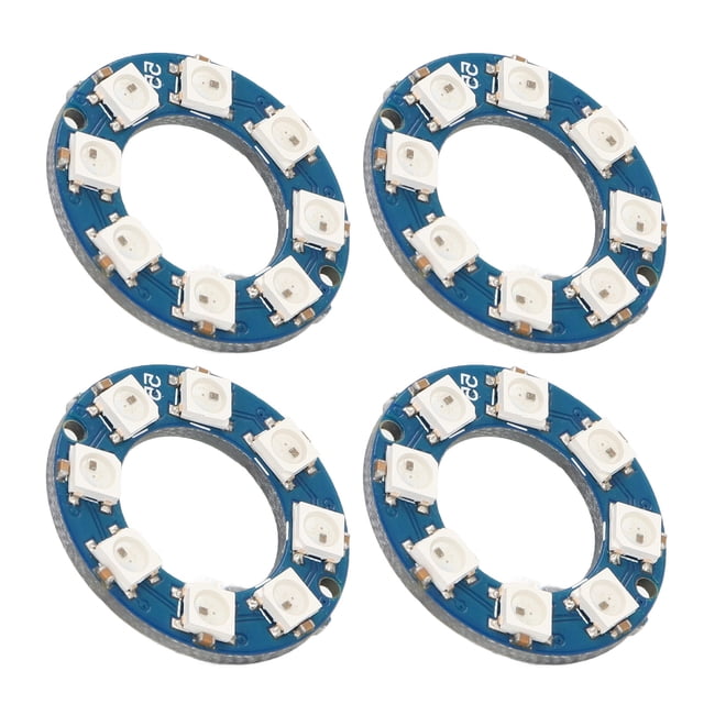 Tablero De Lámpara De Anillo LED, Módulo De Luz RGB WS2812 5050 4 Piezas 5 V A Todo Color 8 Canales Para Decoración
