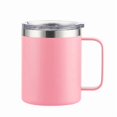 thumbnail image 1 of Tasse à Café avec Poignée, 12 Onces Tasse de Voyage en Acier Inoxydable Isolée, Tasse à Café Réutilisable avec Couvercle (Rose), 1 of 5