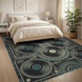 thumbnail image 3 of ODIKA 8'x10' Washable Area Rug Music Retro Dj Turntable Border Player Cassette Record Vintage Vinyl Playful for Dining Room, Large Office, Lounge, Non-Slip Chair-Friendly Mat, 3 of 7