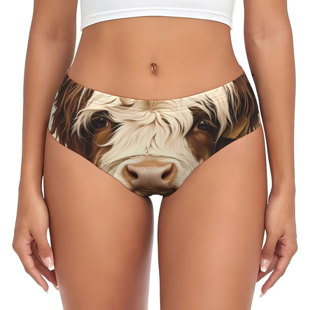 Balery Butterfly Cow Barrel Ropa Interior de Algodón para Mujer con Dibujo – Braguitas Cómodas y Elásticas, Estilo Clásico-Large