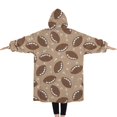 thumbnail image 2 of Oversized Wearable Blanket Hoodie,Football with Symbols Pattern Sherpa Blanket Hoodie with Super Pockets,Super Warm Fuzzy Pullover for Women & Men, 2 of 6