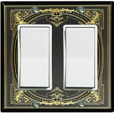 Metal Light Switch Plate Cover Elegant Victorian Black Yellow Frame FRA058