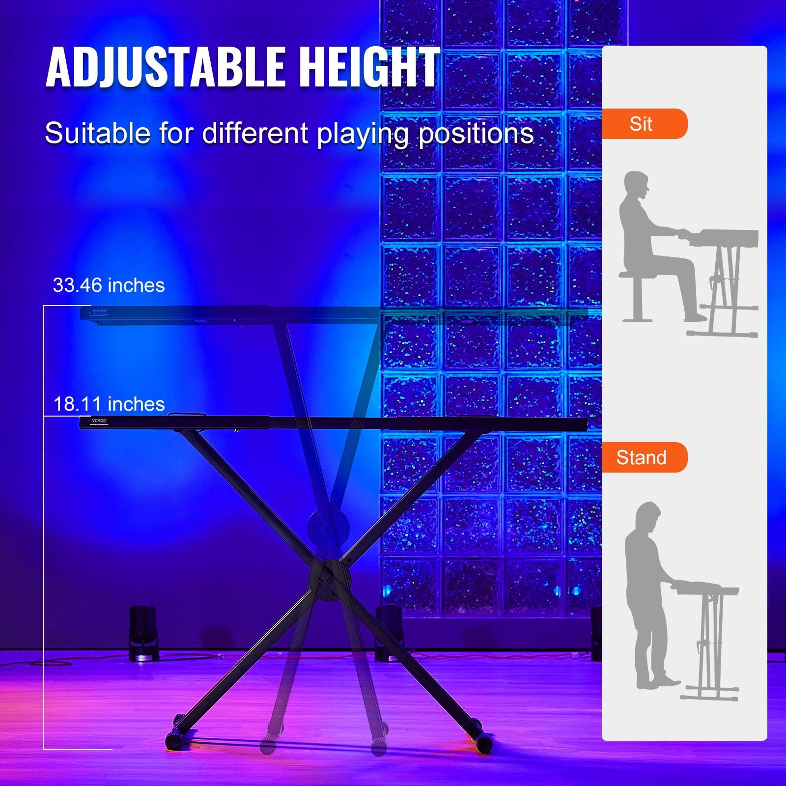 DJ Table Stand Portable Adjustable Height 32 to 43 Inches by 18 Inches Lightweight Foldable Laptop Controller Mixer Keyboard Stand
