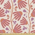 thumbnail image 1 of Floral Fabric by the Yard, Colorful Spring Botany Daisy Inspired Flowers and Heart Shaped Leaves, Upholstery Fabric for Dining Chairs Home Decor Accents, Ivory Coral Burnt Sienna by Ambesonne, 1 of 5