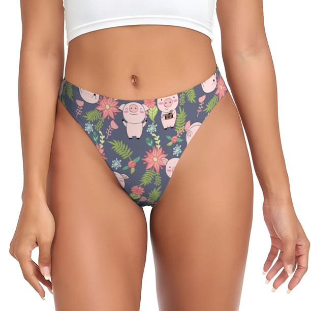 Balery Pigs 1 Tangas de Algodón para Mujer con Estampado – Ropa Interior Sexy, Transpirable, G-string-4X-Large