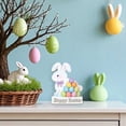 thumbnail image 5 of YWIYIUD 1PC Wooden Easter Rabbit Table Decorations Easter Hand Painted Rabbit Ornaments Tabletop Centerpieces Tiered Tray Decor for Spring Easter Indoor Home Party Patio Yard Decor 6.5inch, 5 of 5
