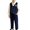 Navy, variant on Boys 5 Piece Suit Set Cotton Double Button Floral Accent Vest Straight Leg Dress Pants Bow Tie Long Sleeve Shirt Fall Wedding Guest Clothes
