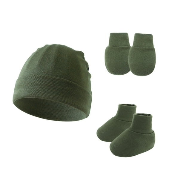 Misright Infant Care Warm Set Adjustable Cotton Hat Gloves Booties for 0-6 Month Baby