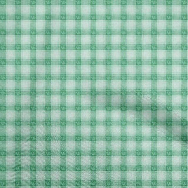 oneOone Polyester Spandex Sea Green Fabric Check Fabric For Sewing Printed Craft Fabric By The Yard 56 Inch Wide