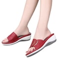 thumbnail image 3 of Womens Sandals Dressy Women Shoes Thick Sole Wedge Flip Flops Fashionable Bohemian Beach Sandals Red 38, 3 of 7