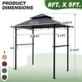 thumbnail image 4 of 8'x5' Outdoor Grill Gazebo - Double Roof BBQ Gazebo Canopy with 2 Side Shelves and LED Lights, Patio BBQ Pergola Shelter for Garden, Porch and Backyard (Grey), 4 of 9