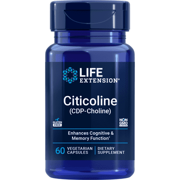 Life Extension Citicoline (CDP-Choline), brain supplement, memory, focus, attention, brain energy, gluten free, non-GMO, vegetarian, 60 capsules