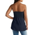 thumbnail image 5 of Prdecexlu Tube Tops for Women Plus Size Strapless Smocked Ruffled Cute Off the Shoulder Tank Tops Sleeveless Holiday Shirts Casual Backless Flare Hem Summer Blouses Navy XL, 5 of 6