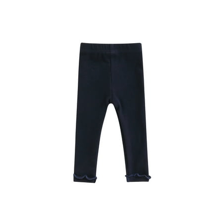 

LWXQWDS Toddler Baby Girls Leggings Tights Ribbed Solid Ruffle Elastic Waist Pants Trousers Casual Fall Winter Clothes Navy 3-4 Years