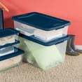 Sterilite 64 Quart Clear Plastic Latching Storage Container, Blue (24 ...