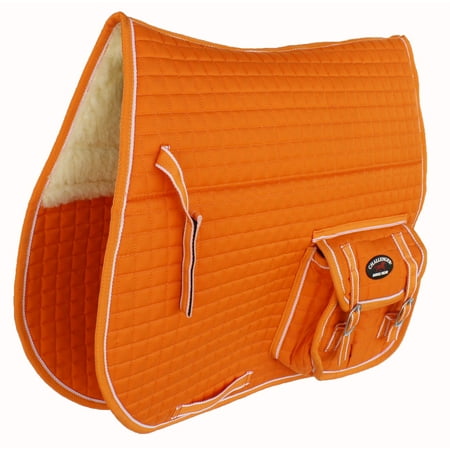 - Horse Quilted ENGLISH SADDLE PAD Pockets Half Fur Padded Australian 7274