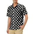 thumbnail image 4 of MODA NOVA Big & Tall Men's Summer Polka Dots Print Hawaiian Button Down Shirt Black LT, 4 of 6