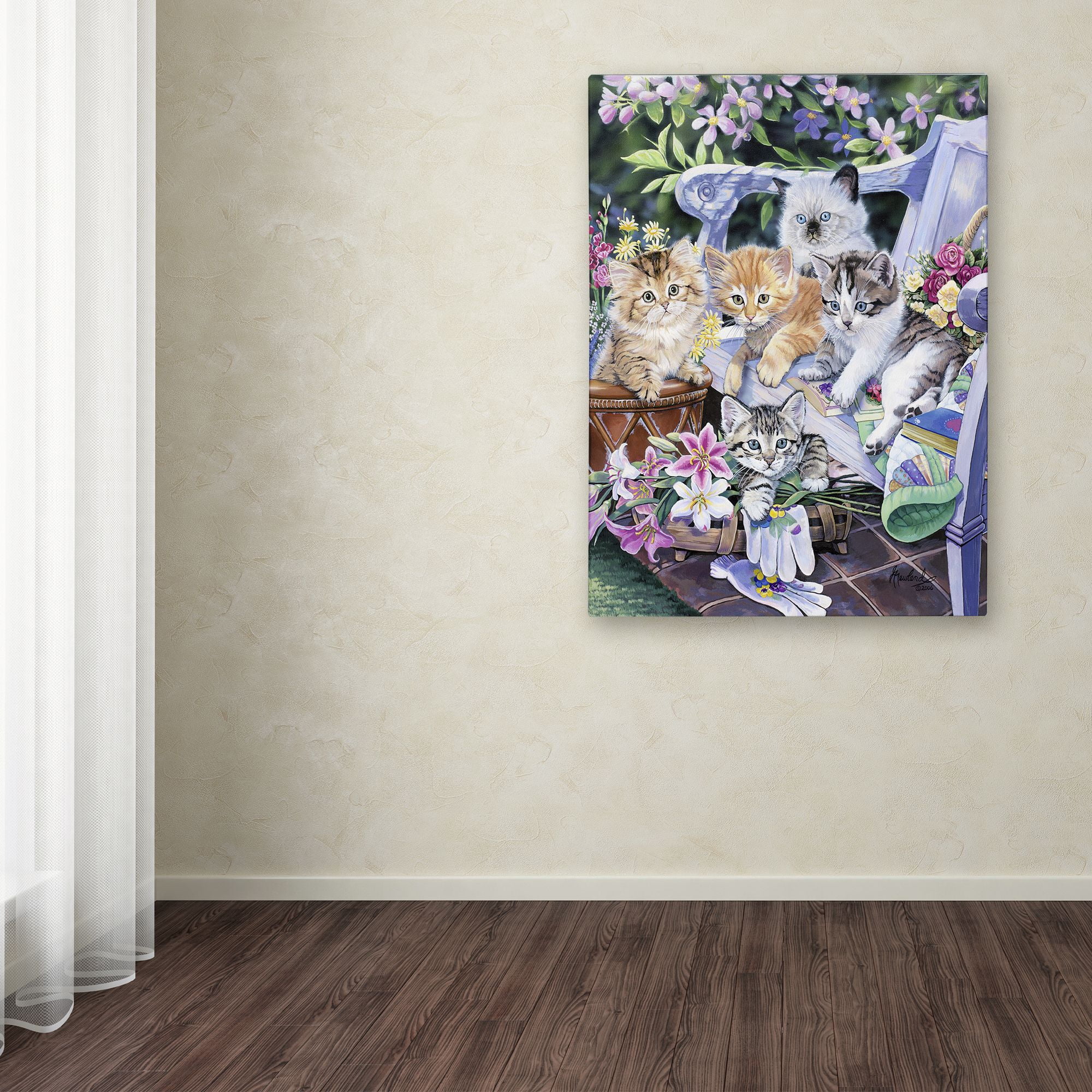 Trademark Fine Art 'Purfect Gardening Buddies' Canvas Art by Jenny Newland
