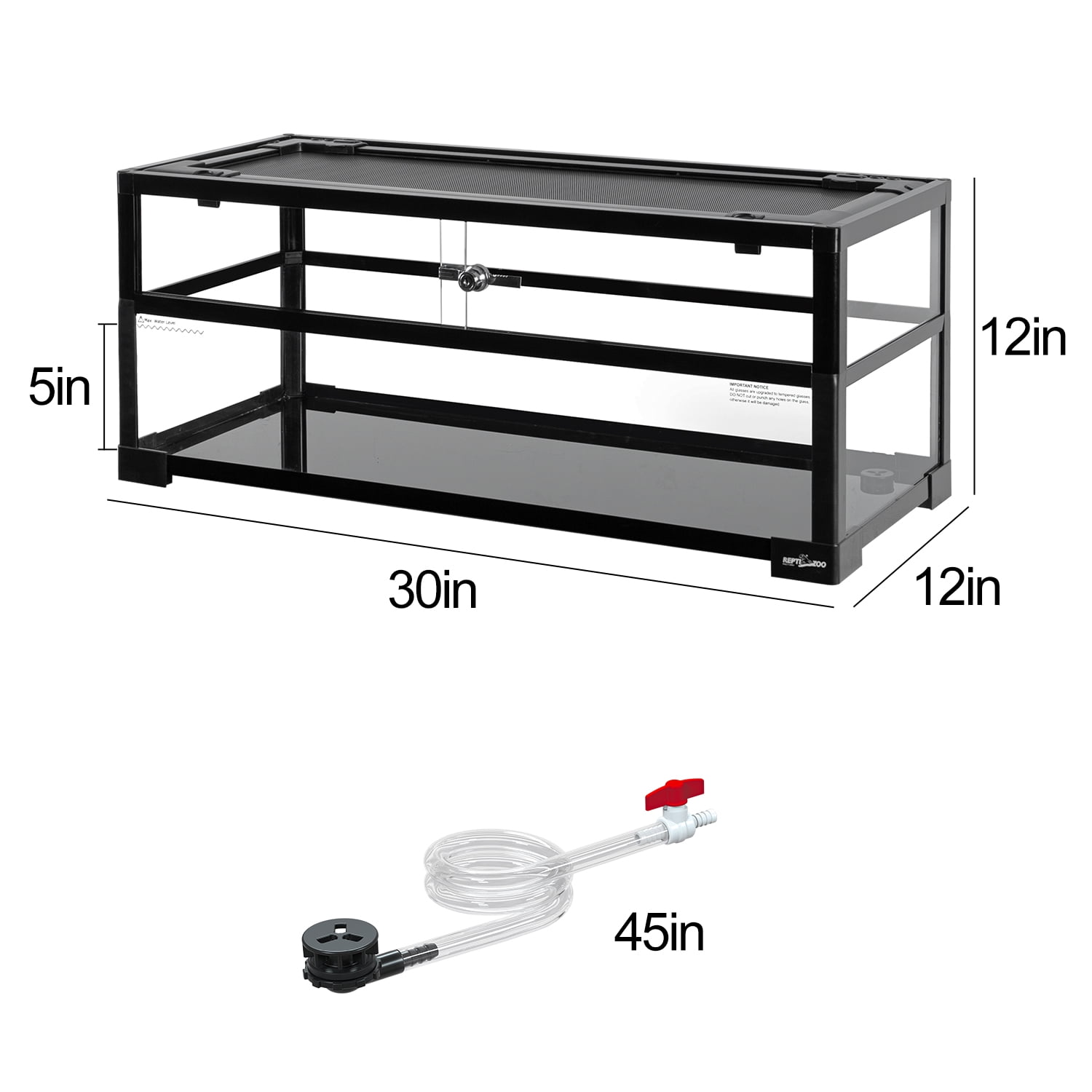 GUZZLO Turtle Tank Aquarium, 30"×12"×12" Water-Land Ecological Tortoise Tank