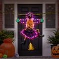 thumbnail image 6 of DAKIMOE Halloween Decoration Outdoor Witches Crashing Into Tree with Colorful LED Lights Crashed Witch Props Halloween Hanging Decorations for Indoor House Outdoor Yard Patio Decor 44''x33'' Orange, 6 of 6