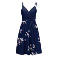 thumbnail image 4 of Vestido casual de verano para mujer, sin mangas, hasta la rodilla, plisado, cuello en V, estampado Fridja  hjkh2467, 4 of 5