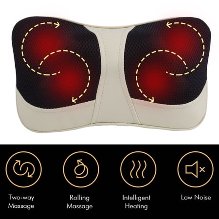 4 Head Design Kneading Neck Shoulder Back Body Spa Car Massage Pillow Deep Relax Neck Shoulder Pain 110V US Plug