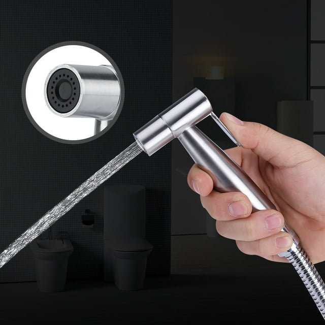 Qiilu Pulvérisateur à Main, Ensemble de 3 Pcs Pulvérisateur à Main en Acier Inoxydable avec Tuyau et Support Kit de Douche pour Toilettes, Pulvérisateur à Main pour Toilettes