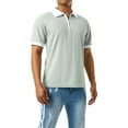 thumbnail image 6 of Men's Short Sleeve Polo Shirts Quarter-Zip Casual Slim Fit Lapel Neck Contrast Color Basic Designed Shirts, 6 of 9