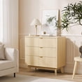 thumbnail image 2 of GloryStar Commode Moderne Cannelée à 3 Tiroirs, Commode en Bois pour Chambre, Salon Ou Entrée, 2 of 7