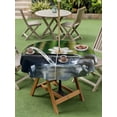 thumbnail image 5 of Outdoor Tablecloth with Umbrella Hole, Zen Stones Water Flowing Spillproof Waterproof Outdoor Table Cover, Floral Green Forest Patio Tablecloths for Party/Garden/Picnic, Round 54 inch, 5 of 9