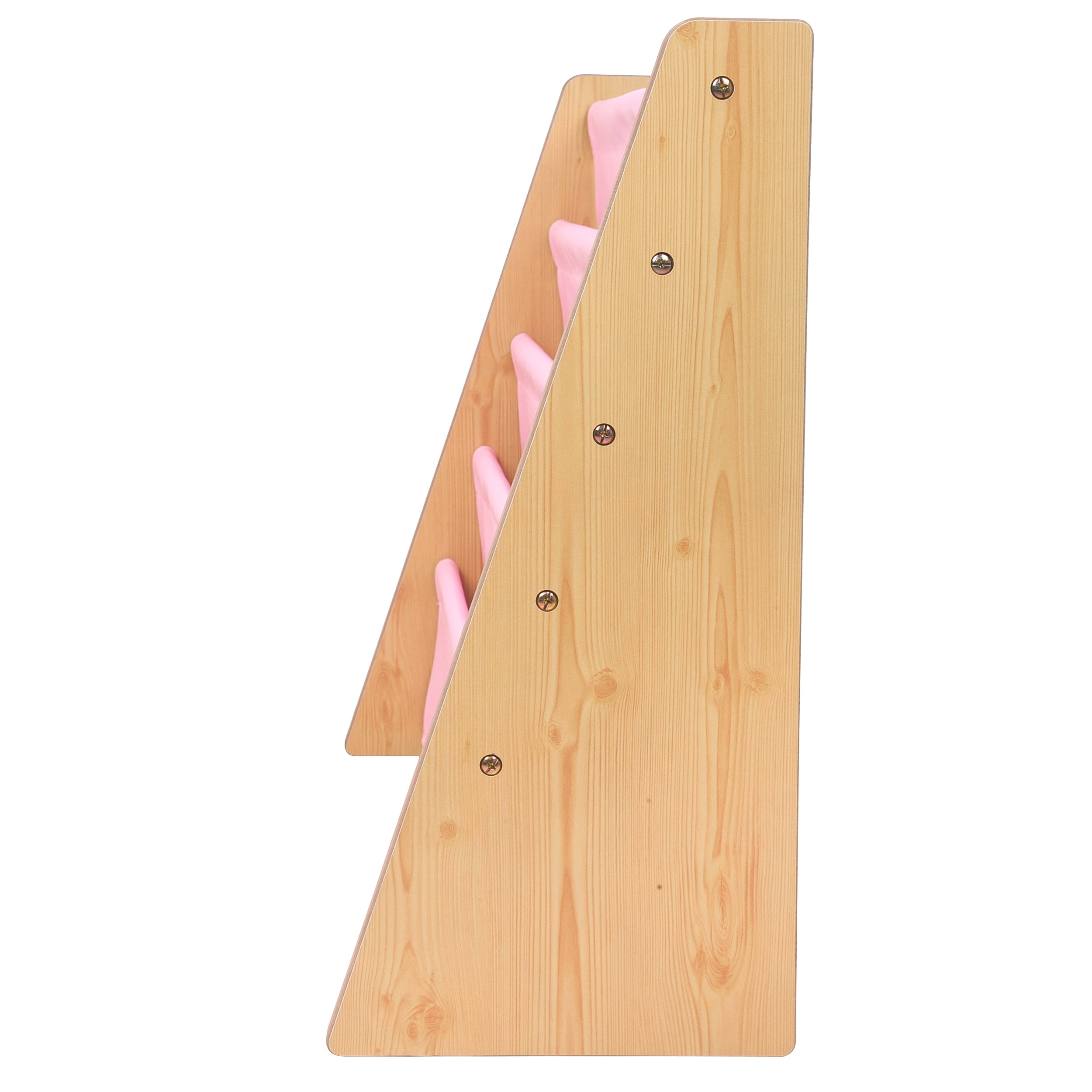Wildkin Vegan Leather Original Sling Bookshelf - Natural Wood w/ Light Pink