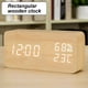 thumbnail image 5 of Bewildely Despertador LED Reloj de madera Control de voz Medidor digital de temperatura y humedad USB / AAA Reloj electrónico de escritorio Electrodomésticos Lámpara de bambú blanco, 5 of 6