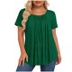 thumbnail image 2 of Neewe Womens Plus Size Pleated Tops Short Sleeve Summer Tunic Casual Loose Fit Crewneck Shirts Blouse 2026, 2 of 6