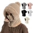 thumbnail image 4 of Fleece Lined Balaclava Winter Hat for Women Face Mask Beanie Windproof Hooded Scarf Plush Thermal Cold Weather Knit Outdoor Black L, 4 of 4