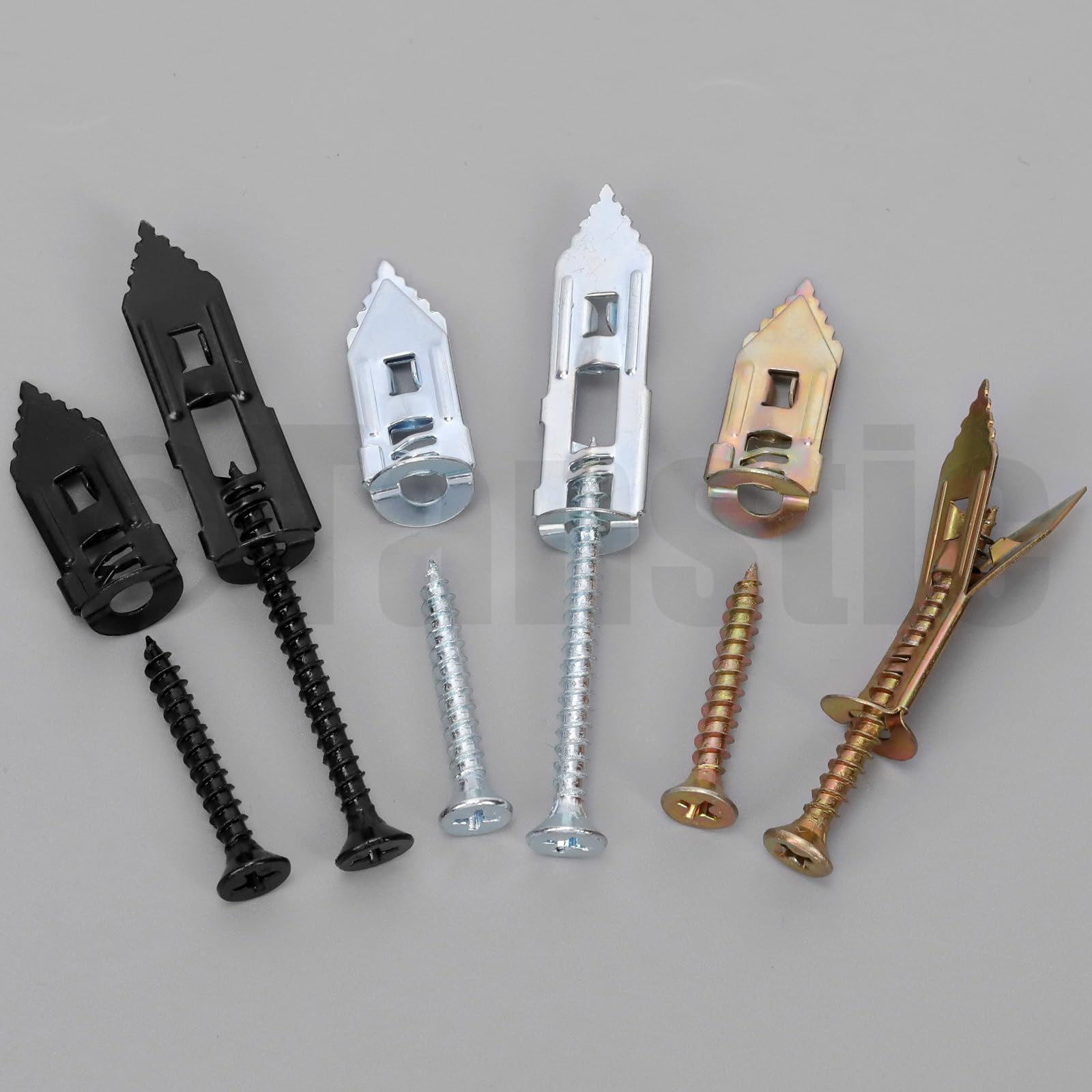 200Pcs Self Drilling Drywall Anchors with Screws, 4 Different Sizes Drywall Self Drilling Anchors Steel Wall Anchor with Screwdriver Bit for Wall Hanging(Black)