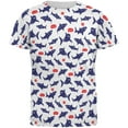 thumbnail image 1 of Talking Sharks Got Fish Repeat Pattern All Over Mens T Shirt White LG, 1 of 2