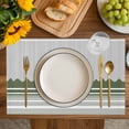 thumbnail image 4 of Dark Green Striped Placemats Set of 12, Abstract Modern Geometric Stripes Placemats for Dining Table, Place Mats for Kitchen Tabletop, Waterproof Wipeable Dining Table Mats Set, 4 of 9