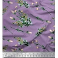 thumbnail image 1 of Soimoi Purple Japan Crepe Satin Fabric Leaves & Tulip Floral Print Sewing Fabric Yard 42 Inch Wide, 1 of 3