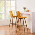 thumbnail image 4 of Homylin Modern Counter Height Bar Stools Set of 2, 30" Upholstered Bar Chairs Dining Stool with Backs, Golden Legs and Footrest for Home Bar Kitchen Island, 4 of 9