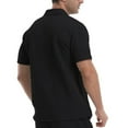 thumbnail image 7 of Men's Waffle Polo Shirts Quarter Zip Solid Color Short Sleeve Pullover Casual Summer Loose Fit Golf Blouse, 7 of 7
