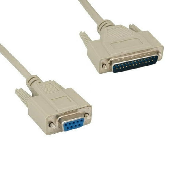 Kentek 25 Feet FT DB9 Female to DB25 Male Serial RS-232 Cable Adapter Cord AT Modem 28 AWG F/M Molded D-SUB 9 to 25 Pin for PC Mac Serial Device