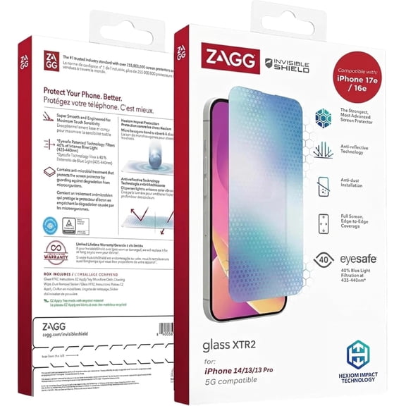 ZAGG InvisibleShield Anti-Glare Glass Screen Protector for iPhone 15 Pro Max - 3X Stronger Tempered Glass, Scratch & Impact Protection, Smudge-Resistant, Easy to Install - Clear