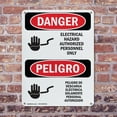 thumbnail image 4 of (2 Pack) Electrical Hazard Authorized Only Bilingual OSHA Danger Sign 10 Inch X 14 Inch Indoor / Outdoor Rust-Free Aluminum Metal Signs for Workplace, Workshop, and Construction Site,, 4 of 8